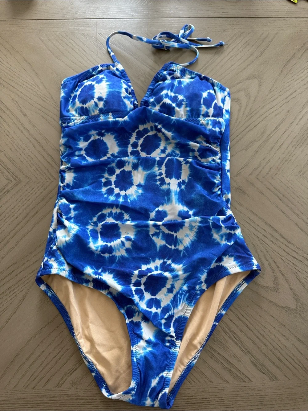 J. Crew Blue and White Tie-Dye Kids One-Piece Swimsuit